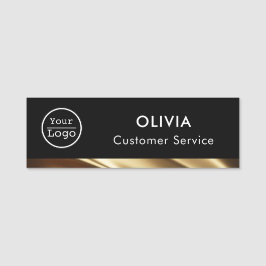 テンプレート金ゴールドとブラック/クラシック名タグ 名札 (正面)