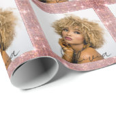 テンプレート金ゴールドのグリッターカスタムフレームの写真と名前 ラッピングペーパー (ロールコーナー)