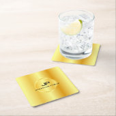 テンプレート金ゴールドルックエレガントモノグラモダンム スクエアペーパーコースター (インサイチュ)