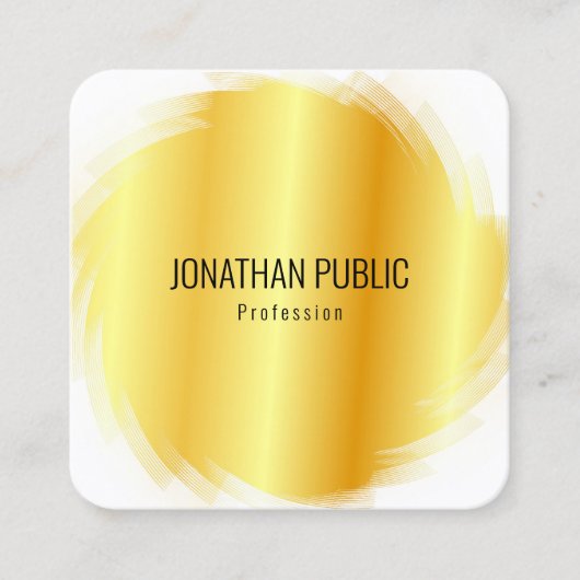 テンプレート金ゴールドルックモダンエレガントプロフェッショナル スクエア名刺 (正面)