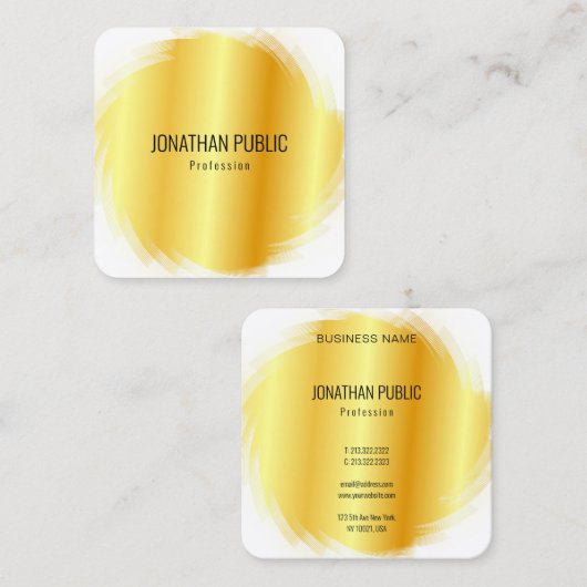 テンプレート金ゴールドルックモダンエレガントプロフェッショナル スクエア名刺 (正面/裏面)