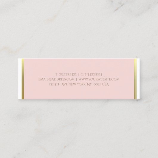 テンプレート金ゴールド赤面ピンクホワモダンイト スキニー名刺 (裏面)