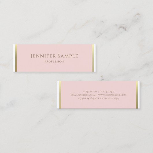 テンプレート金ゴールド赤面ピンクホワモダンイト スキニー名刺 (正面/裏面)