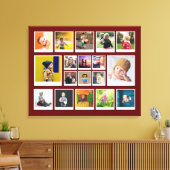 テンプレート18フォトコラージュモダントレンディー赤 キャンバスプリント (インサイチュ (リビング))