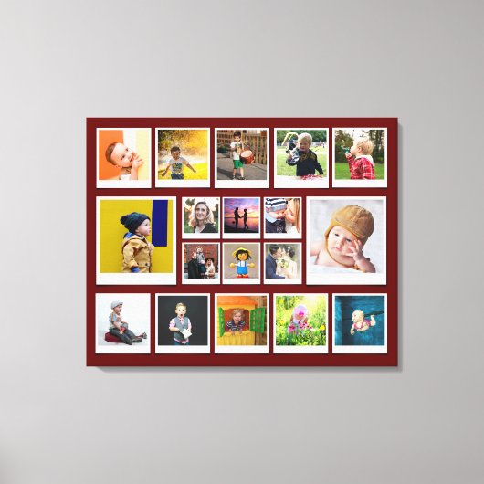 テンプレート18フォトコラージュモダントレンディー赤 キャンバスプリント (正面)