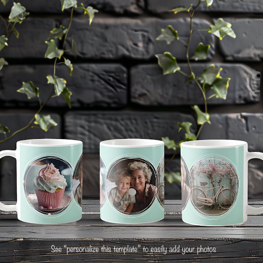 テンプレート3円形写真コラージアクアC112 コーヒーマグカップ