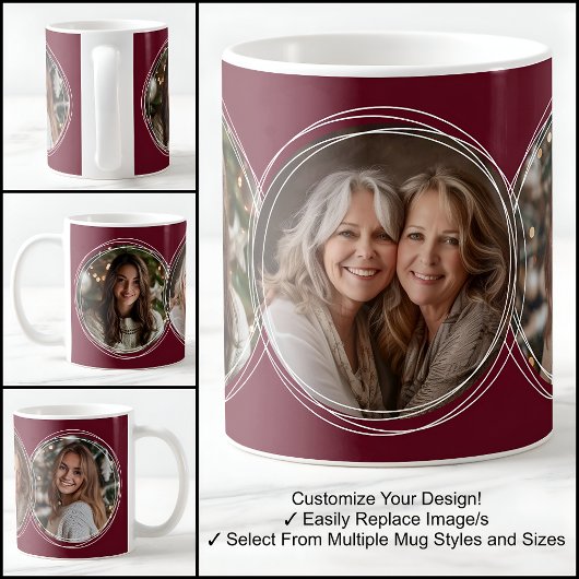 テンプレート3円形写真コラージブルゴーニュC31 コーヒーマグカップ