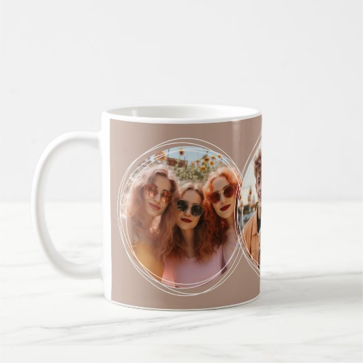 テンプレート3円形写真コラージュブラウンC88 コーヒーマグカップ (左)