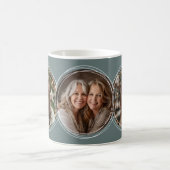 テンプレート3枚の円形フォトコラージュMid Gray C13 コーヒーマグカップ (中央)