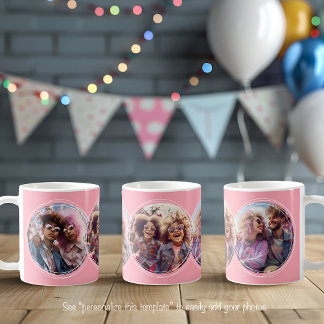テンプレート3枚の円形写真コラージュピンクC51 コーヒーマグカップ