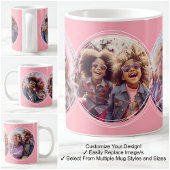テンプレート3枚の円形写真コラージュピンクC51 コーヒーマグカップ