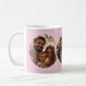 テンプレート3枚の円形写真コラージュピンクC52 コーヒーマグカップ (左)