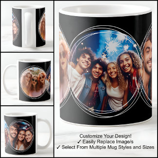 テンプレート3枚の円形写真コラージュブラックC00 コーヒーマグカップ