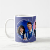 テンプレート3枚の円形写真コラージュブルーC49 コーヒーマグカップ (左)