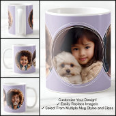 テンプレート3枚の円形写真コラージュ薄紫C123 コーヒーマグカップ