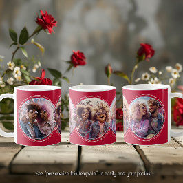 テンプレート3枚Circular Photos Collage Red C81 コーヒーマグカップ