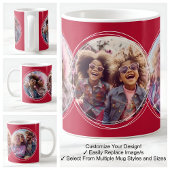 テンプレート3枚Circular Photos Collage Red C81 コーヒーマグカップ