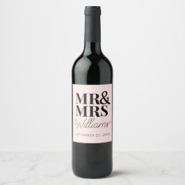 テンプレート ウェディング ファーバー Mr & Mrs 名前 かわいい 上品 ワインラベル