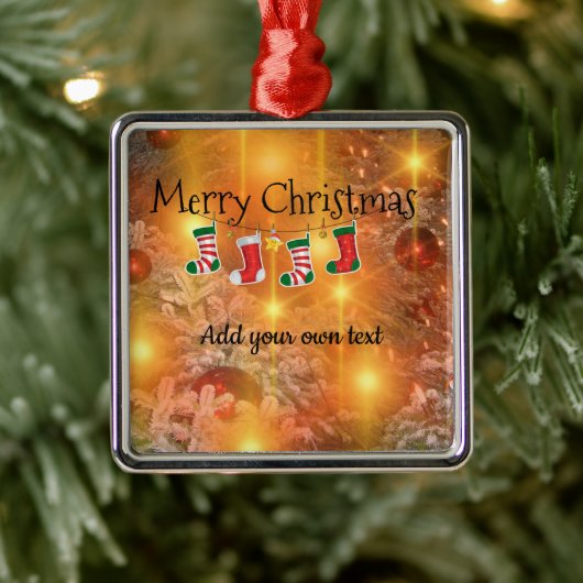 テンプレート-カスタマイズゴールデンクリスマス メタルオーナメント (ツリー)