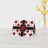 テンプレート-カスタマイズ可能で赤いバラ--を梳きます カード (黄色い花)