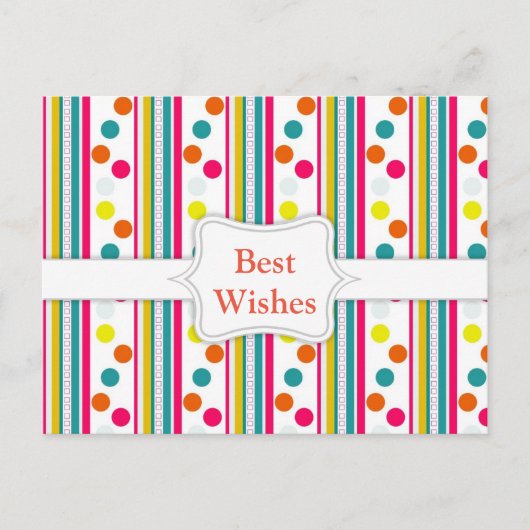 テンプレート、カラフル水玉模様 ポストカード (正面)