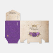 テンプレート ゴールド クラウン パープル ローズ サンクス パーティー フェイバーボックス (折り畳みなし)