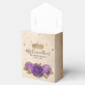 テンプレート ゴールド クラウン パープル ローズ サンクス パーティー フェイバーボックス (オープン)