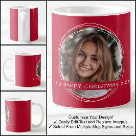テンプレート 写真 メッセージ クリスマス レッド C81 コーヒーマグカップ