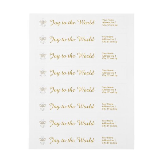 テンプレート-喜びの線条細工のクリスマスの天使 ラップアラウンドラベル (シート)