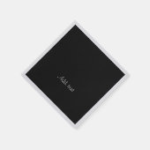 テンプレート、真夜中の黒の白文字 スタンダードカクテルナプキン (角)