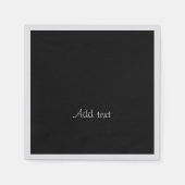 テンプレート、真夜中の黒の白文字 スタンダードカクテルナプキン (正面)