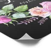 テンプレート 花のローズ ウェルカム ウェディング サイン 印刷 (角)