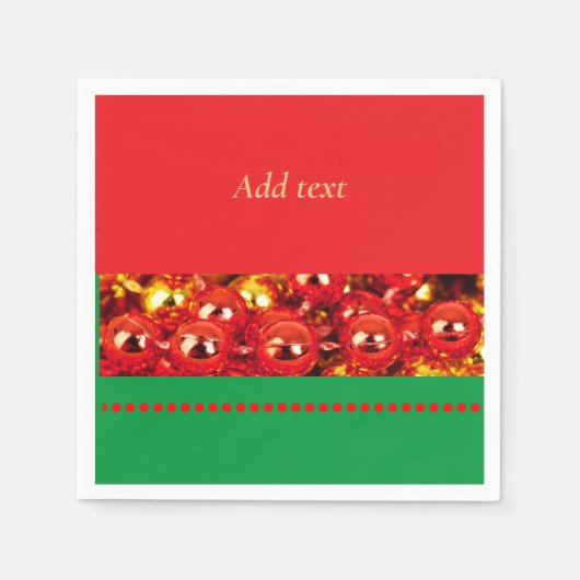 テンプレート、赤と緑のクリスマス スタンダードカクテルナプキン (正面)