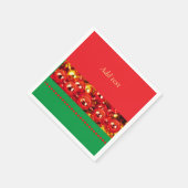 テンプレート、赤と緑のクリスマス スタンダードカクテルナプキン (角)