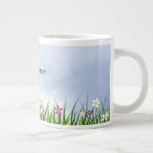 テンプレート、青空、夏の花 ジャンボコーヒーマグカップ (右)