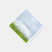 テンプレート、青空、夏の花 スタンダードカクテルナプキン (角)