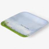 テンプレート、青空、夏の花 ペーパープレート (傾斜あり)