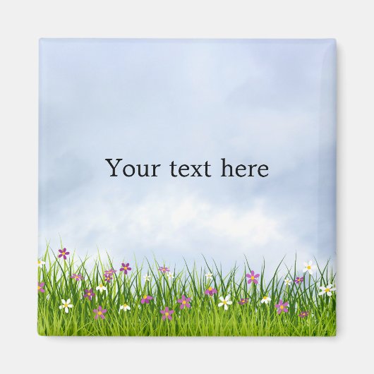 テンプレート、青空、夏の花 マグネット (正面)