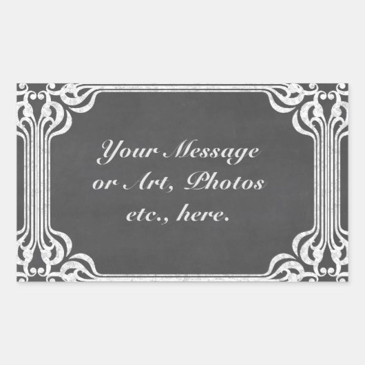 テンプレート – 黒板の背景縁ど付き/ 長方形シール (正面)