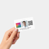 テンプレート QR コード 従業員写真 会社ロゴ ここに バッジ (手持ち)