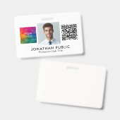 テンプレート QR コード 従業員写真 会社ロゴ ここに バッジ (正面＆裏面)