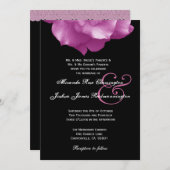 テンプレートF004を結婚するピンクのバラの花びら 招待状 (正面/裏面)