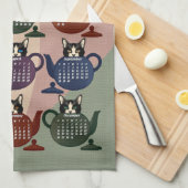 テンペスト猫かわいい2025年カレンダー キッチンタオル (四つ折り)