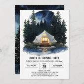 テン素朴トと木の誕生日招待状 招待状 (正面/裏面)