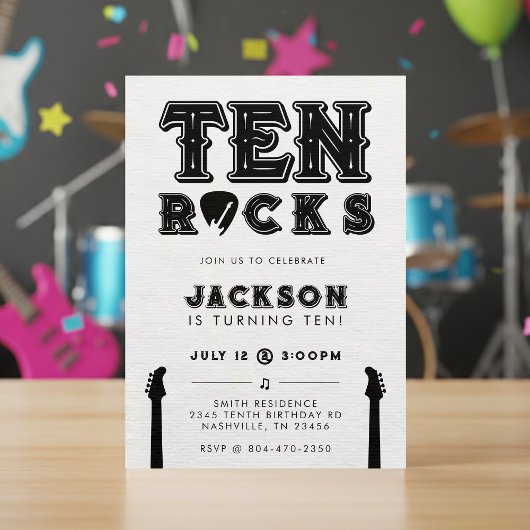 テン・ロックス ギターピック 10歳の誕生日パーティー 招待状