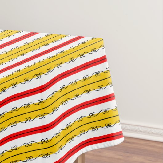 テースペインのストライプブル布 テーブルクロス (インサイチュ)