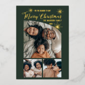テーパーエレガントトのトップ3写真メリークリスマス 箔シーズンカード (正面)