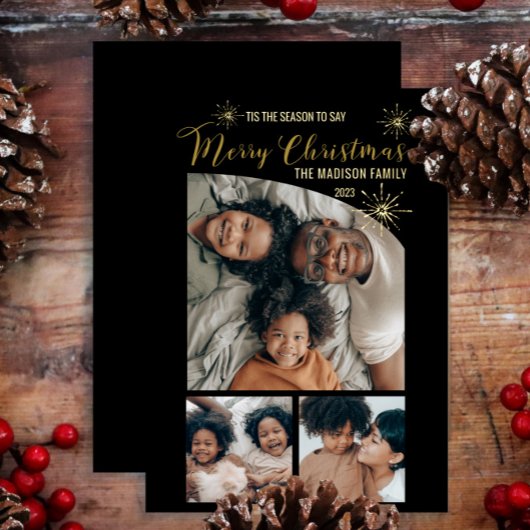 テーパーエレガントトのトップ3写真メリークリスマス 箔シーズンカード