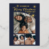 テーパーエレガントトのトップ3写真メリークリスマス 箔シーズンカード (正面)
