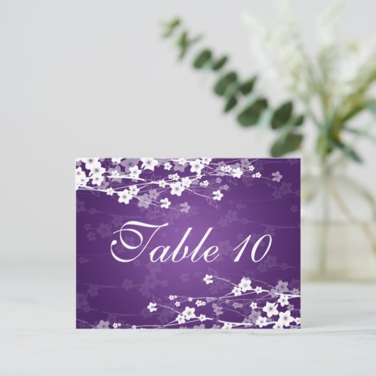 テーブエレガントル番号さくらんぼ咲く紫 ポストカード (スタンド正面)